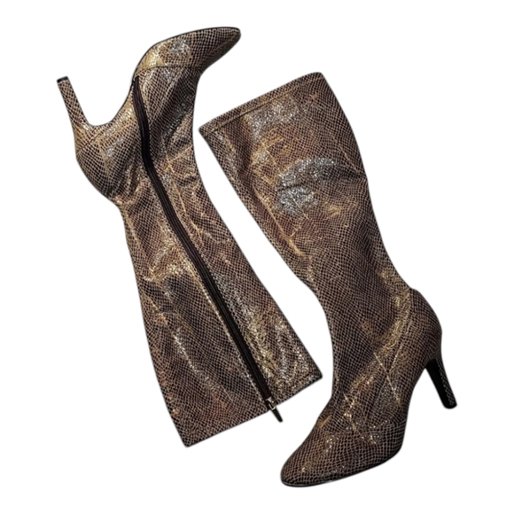 Colin Stuart Shoes - Colin Stuart Snake Print Knee-High Boots – Women’s Size 8.5 Heeled Zip Up